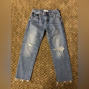 Madewell Light Blue Distressed Straight Leg Jeans